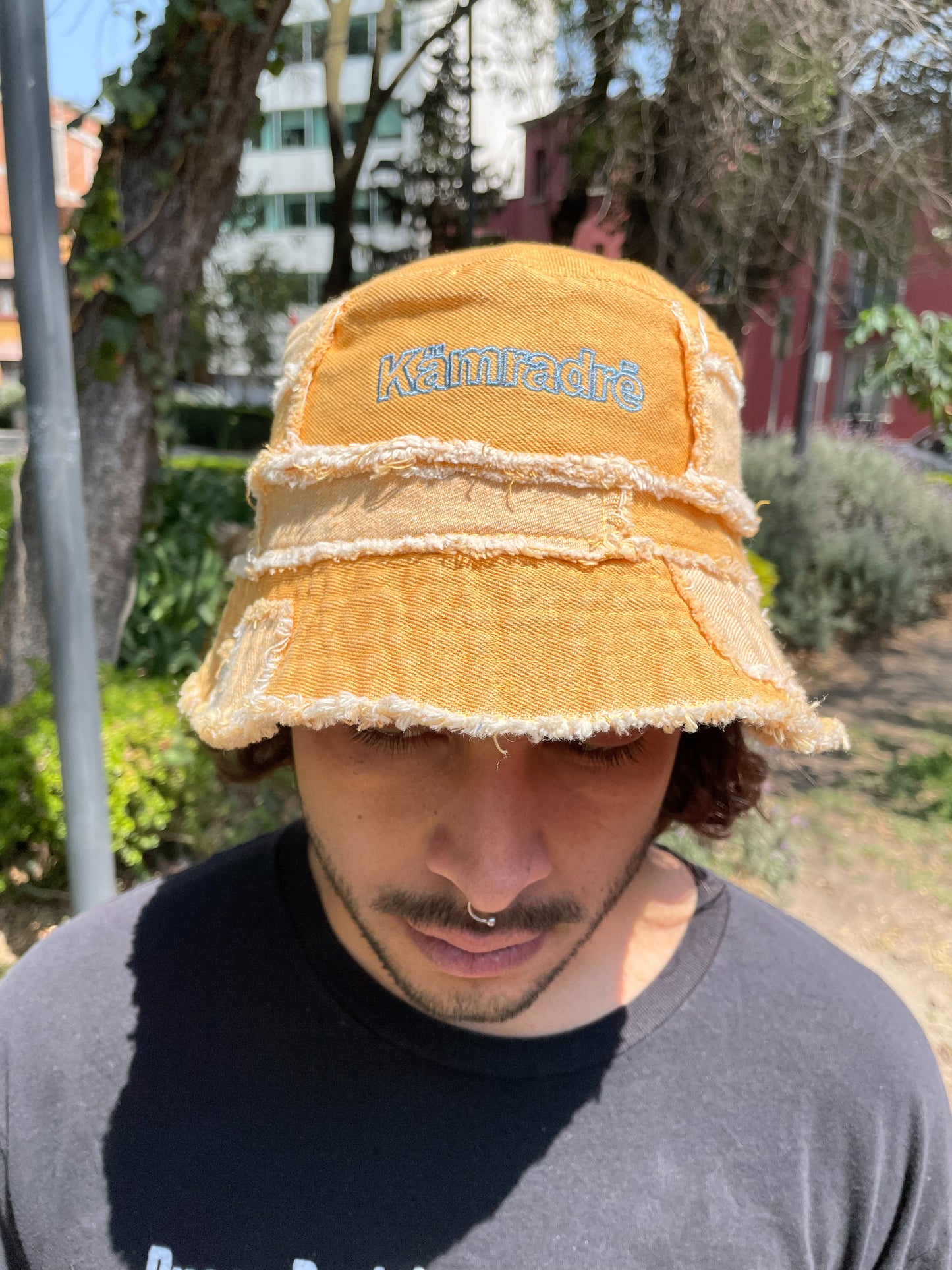 Yellow Denim Patchwork Bucket Hat
